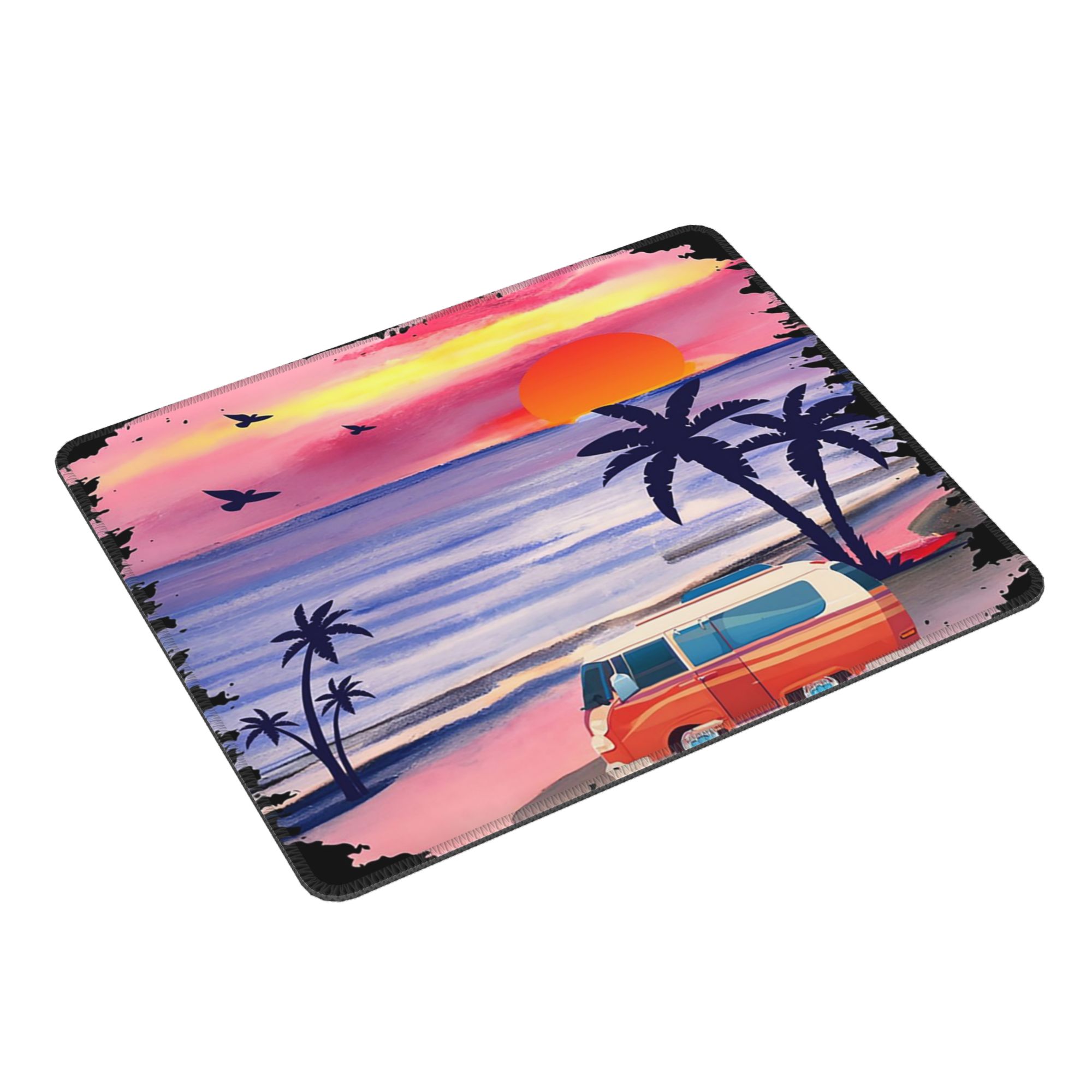 Office Table Accessories Unique - Einzigartige Strandlandschaft und Campingbus-Mauspad, Computer-Tastatur-Mausmatte, Gamer-Laptop-Schreibtischunterlage,
