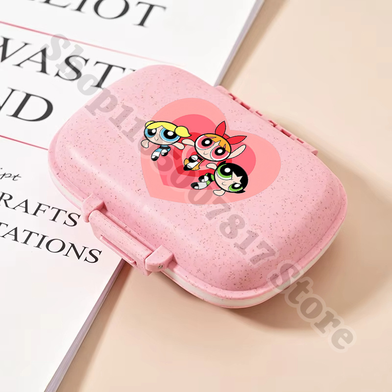 Tablet Cute Accessories - Kawaii The Powerpuffs Niedliche Pillenaufbewahrungsbox Medikamenten-Organizer