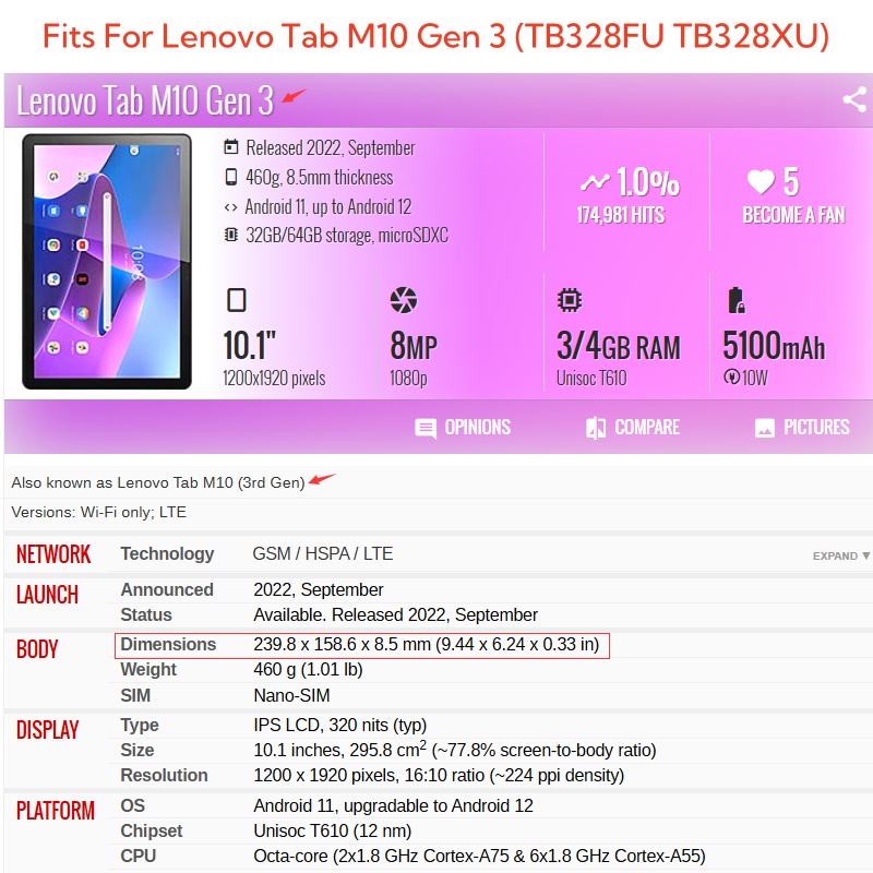 Für Lenovo Tab M10 3rd Gen 10, – Tablet Cover Accessories Bewertung und Preis